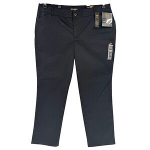 Lee Women's Stretch Black Pants Plus 20W Relaxed Straight Leg Wrinkle Free NWT